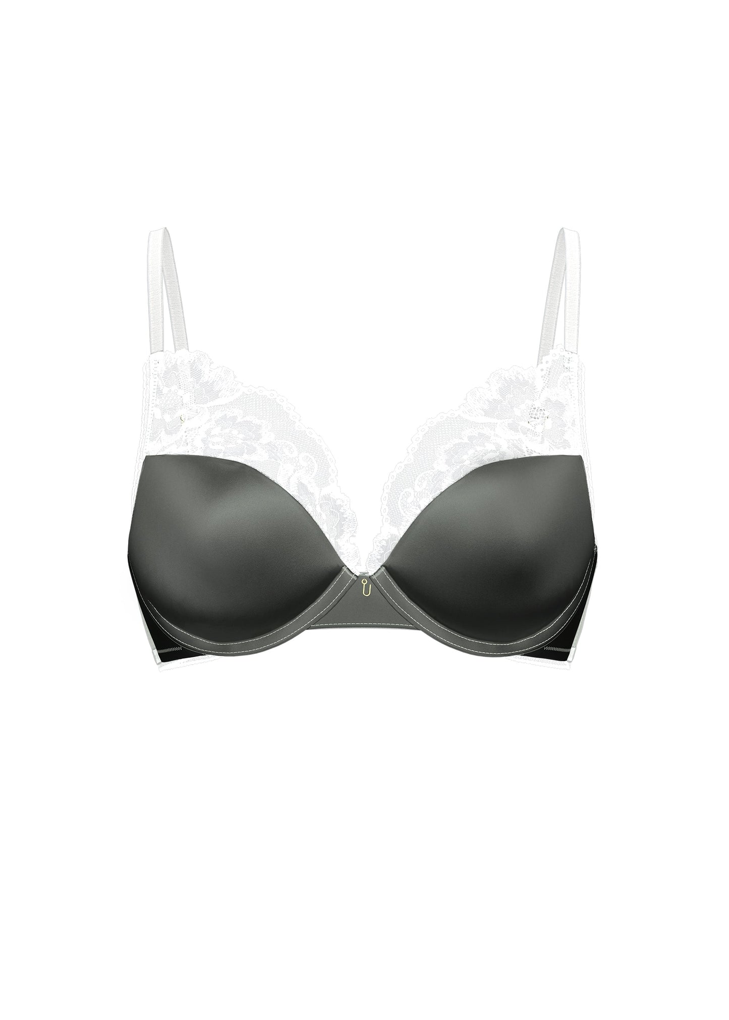 ALINA Sage Green Plunge Bra With White Floral Lace