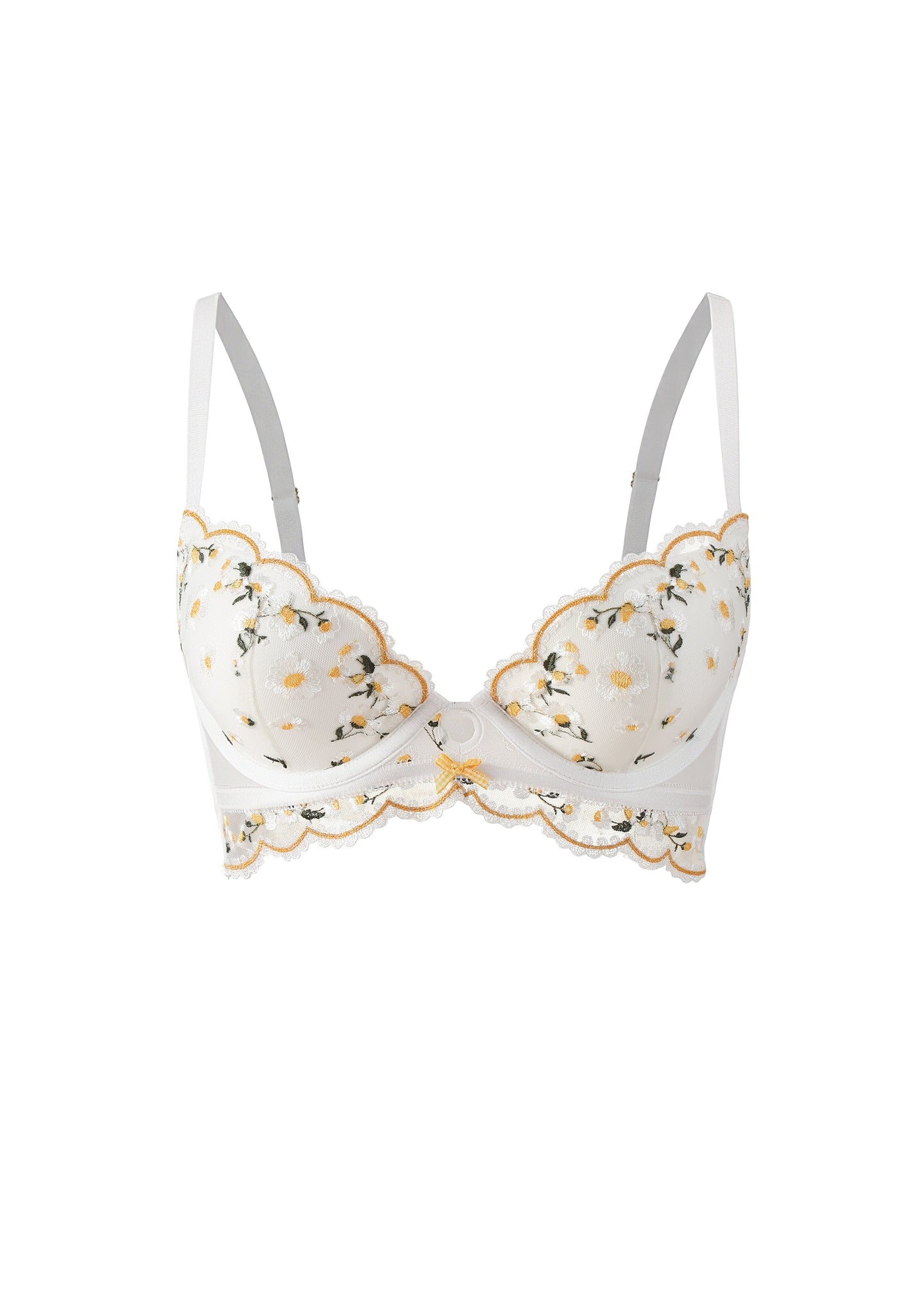 ADELE Plus Daisy Embroidery Lace Push-Up Demi Long Bra
