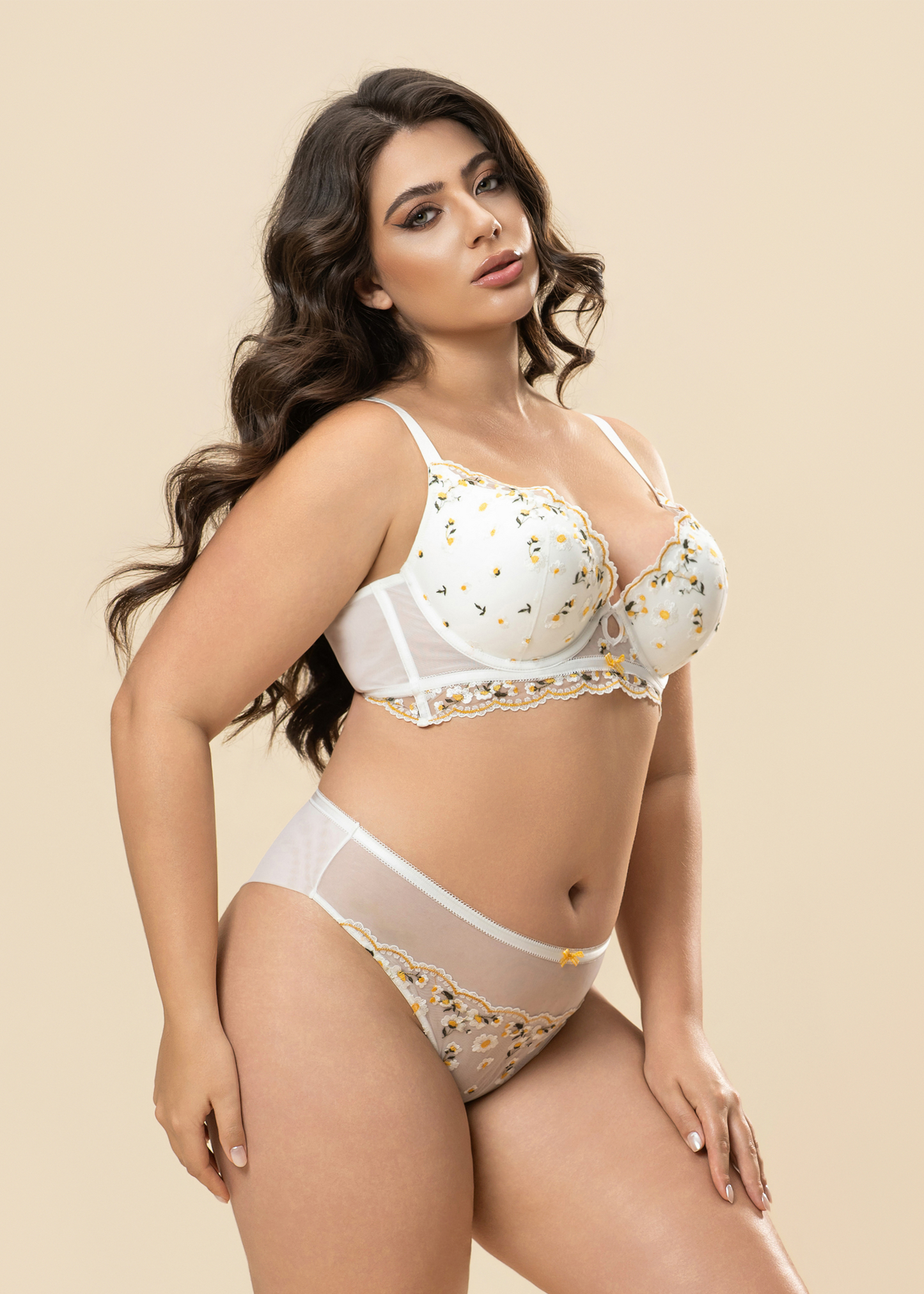 ADELE Plus Daisy Embroidery Lace Tanga Panties