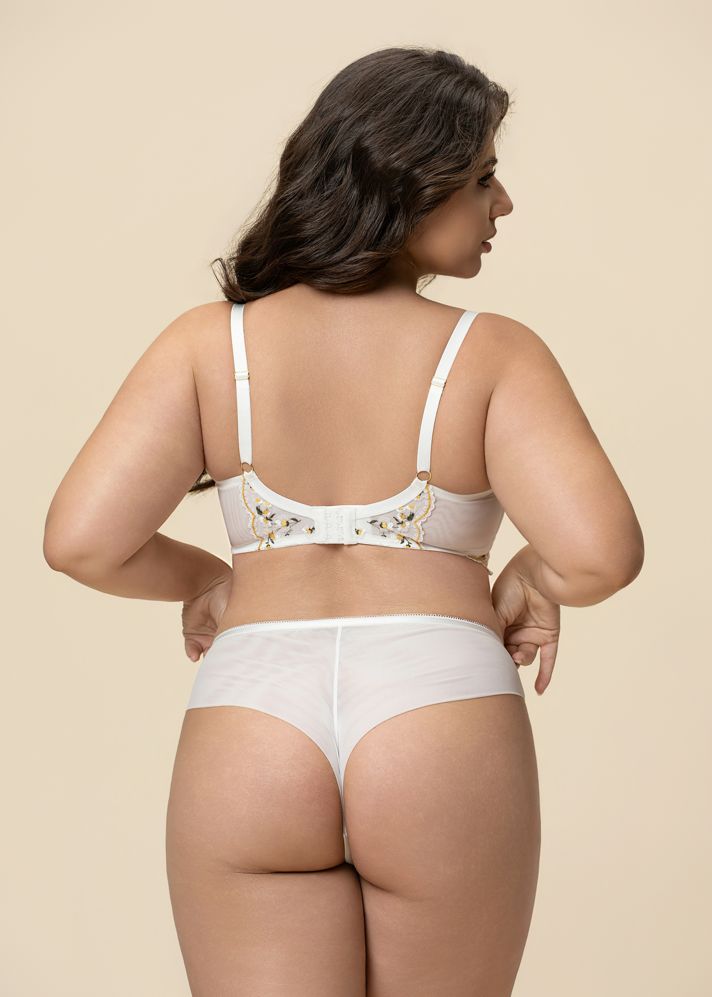ADELE Plus Daisy Embroidery Lace Tanga Panties