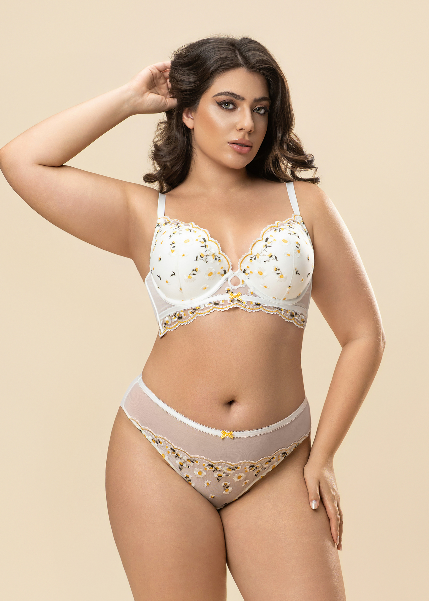ADELE Plus Daisy Embroidery Lace Tanga Panties