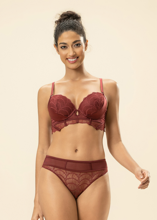 ANYA Bronte Red Lace Bra & Plus Panty Set