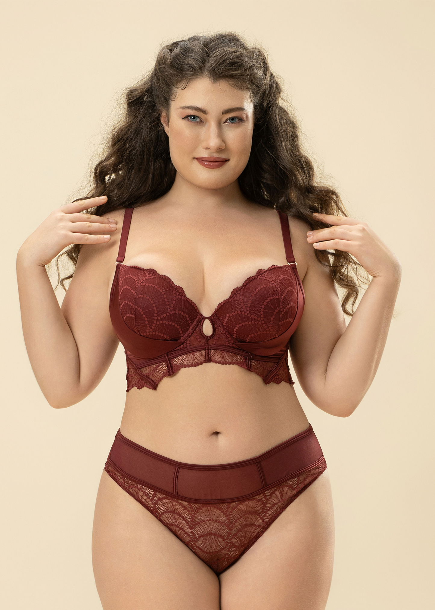 ANYA Bronte Red Lace Plus Bra & Panty Set