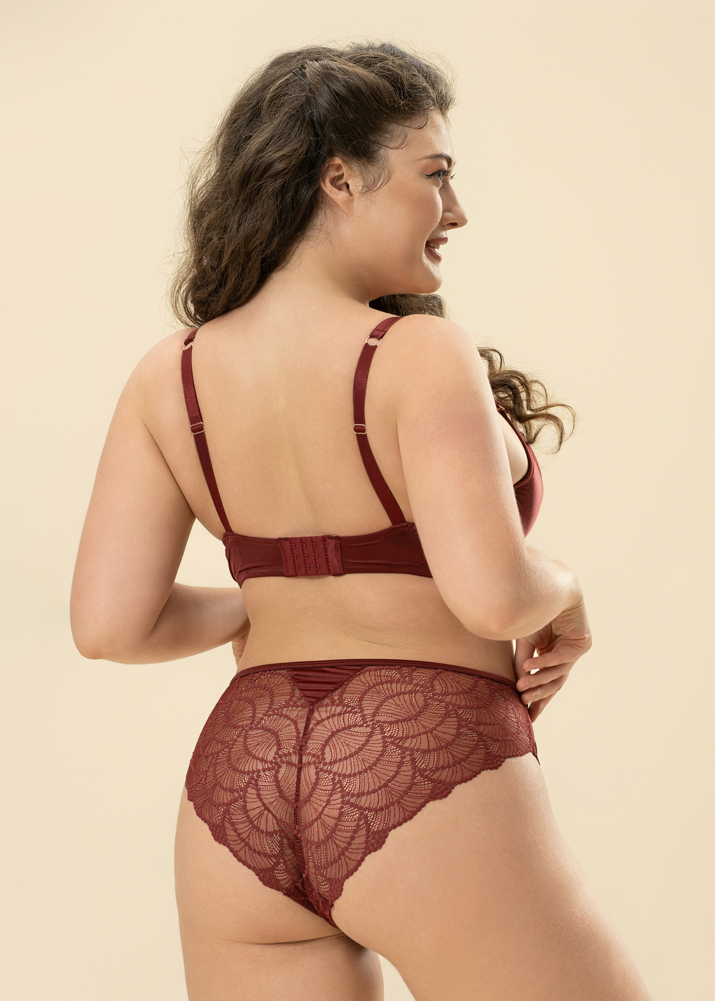 ANYA Plus Bronte Red Lace Underwired Demi Long Bra
