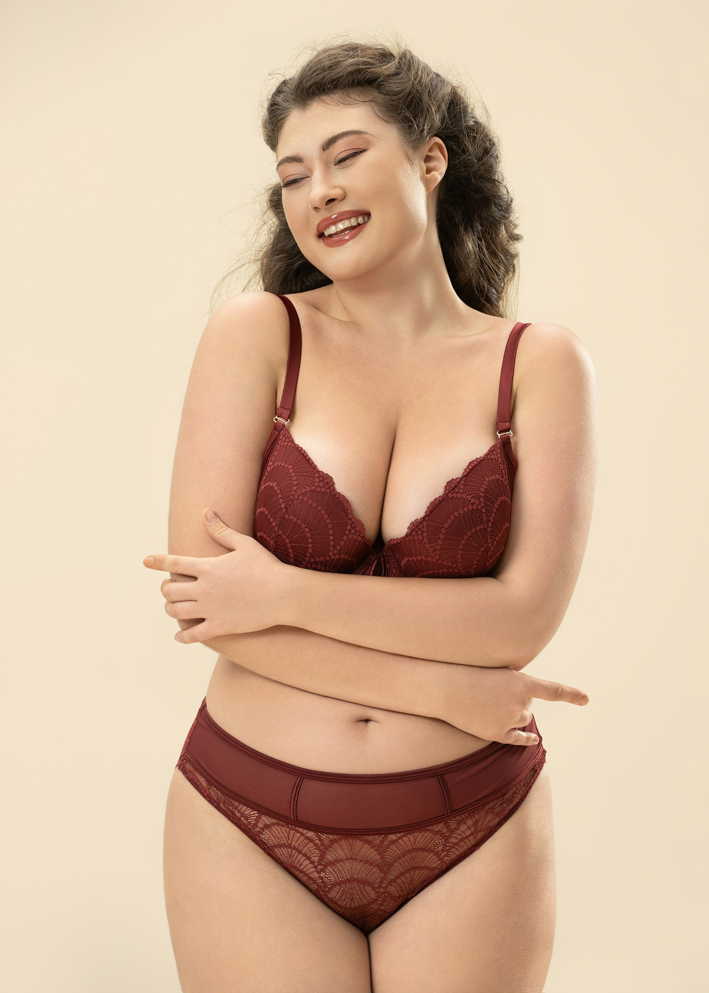 ANYA Bronte Red Lace Plus Bra & Panty Set