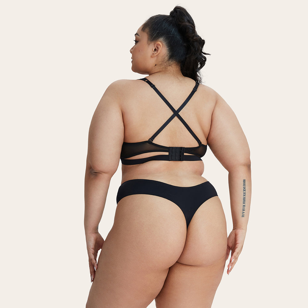 YOLANDA Superfine Fabric Mesh Rose Thong Panties