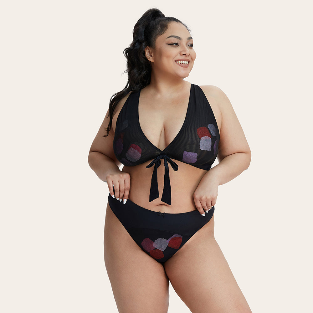 YOLANDA Superfine Fabric Mesh Rose Thong Panties