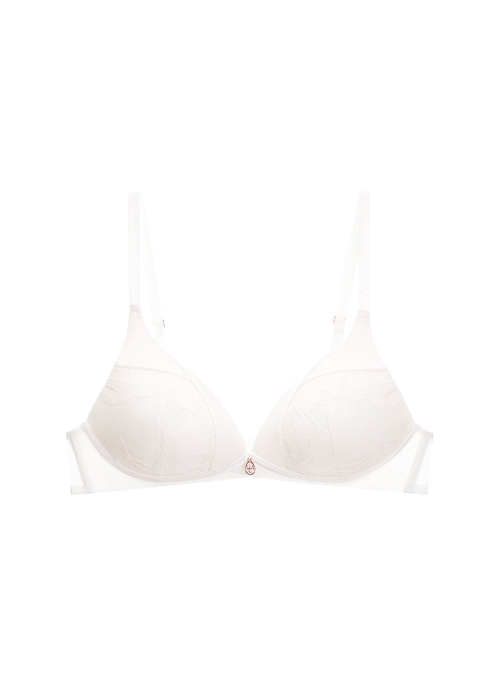 ZILLAH Sexy White Flora Lace Push-up Wireless Bra